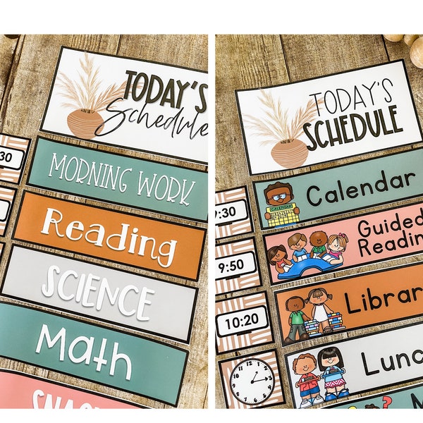 Boho Classroom Schedule Template Editable