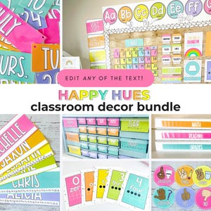 Bright Classroom Decor Bundle: Elementary Printable and Editable