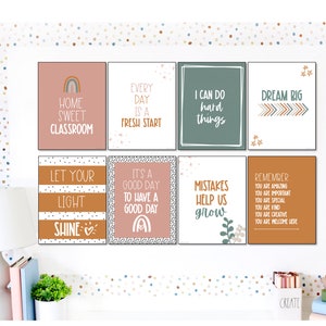 Neutral Classroom Posters - Boho Neutral Inspirational Posters