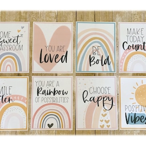 Boho Rainbow Posters, Boho Rainbow Classroom Posters, Boho Rainbow Posters for Wall