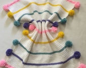 Pom Pom Baby Blanket, Pink, purple, yellow, green pom pom blanket, Baby shower gift, Girl baby gift, Custom colors, Free Shipping