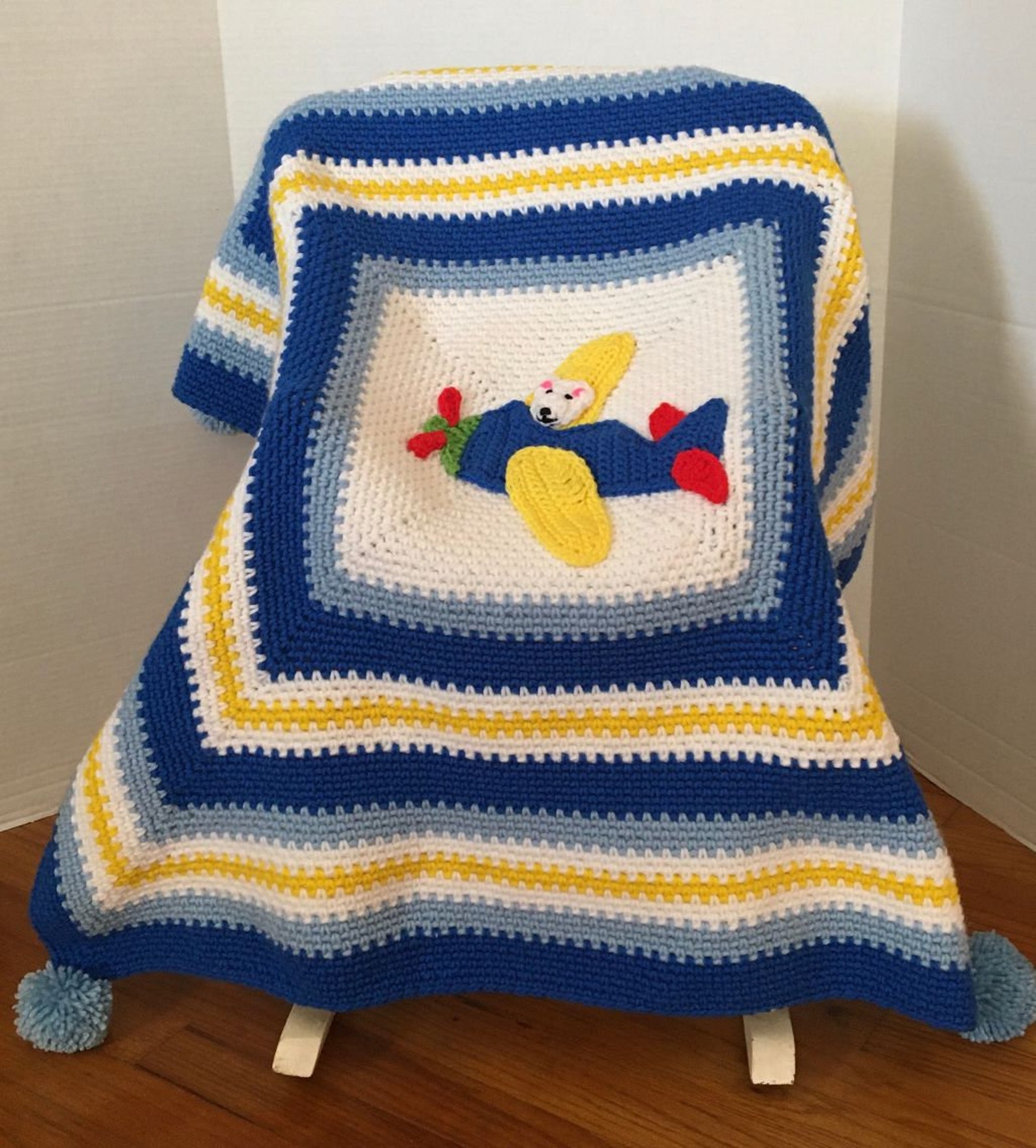 Crochet Airplane Baby Blanket Baby Blanket Handmade Baby Etsy