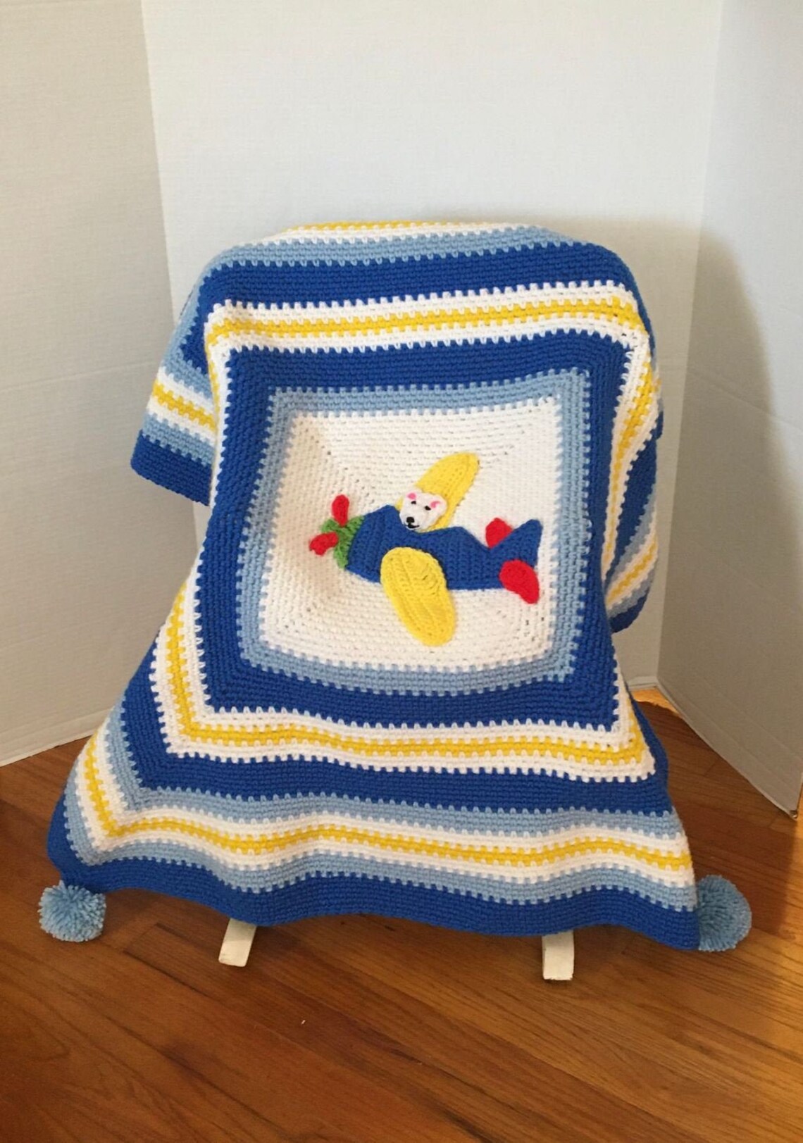 Crochet Airplane Baby Blanket Baby Blanket Handmade Baby Etsy