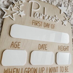 The Stars Personalised First day board, customisable first day board, kids first day board, reusable first day board, back to school board image 2