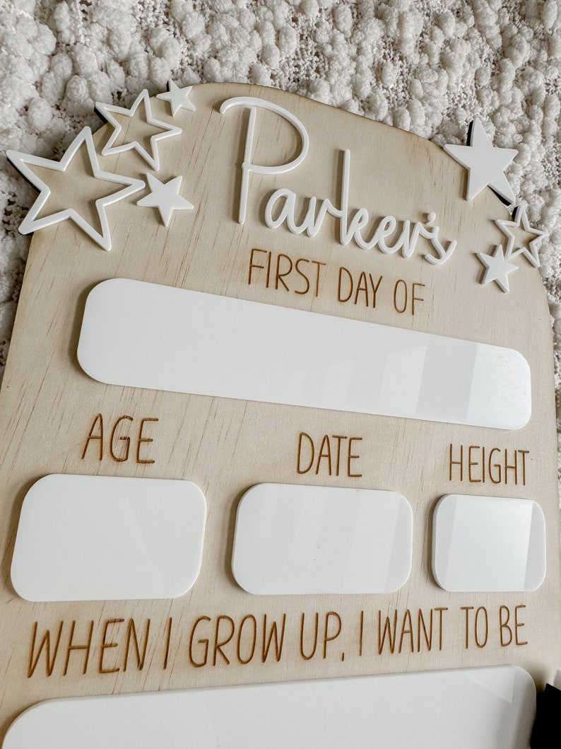 The Stars Personalised First day board, customisable first day board, kids first day board, reusable first day board, back to school board image 2