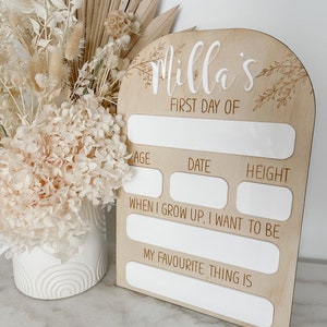 Personalised First day board, customisable first day board, kids first day board, reusable first day board, back to school board