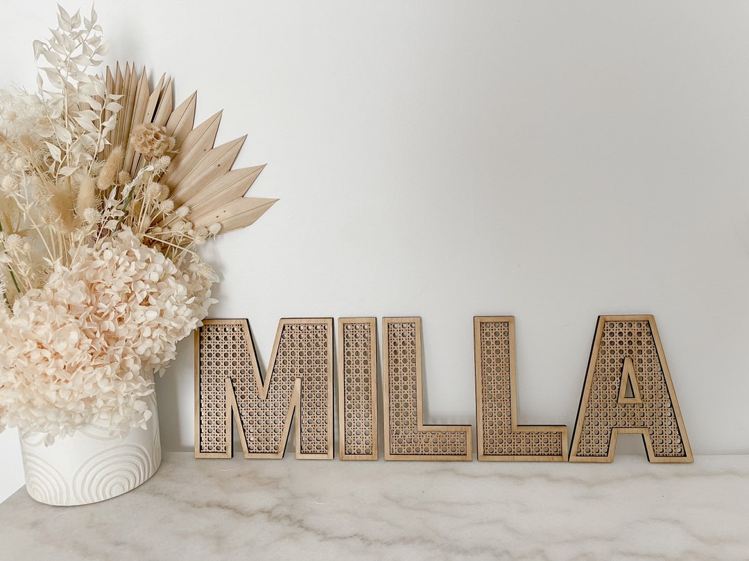 Rattan Letters, Rattan Name Letters, Rattan Nursery Letters, Wooden