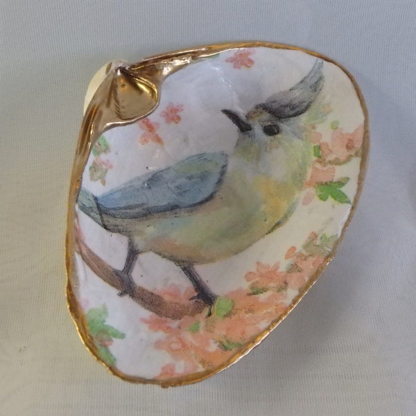 Blue Bird Decoupage Shell