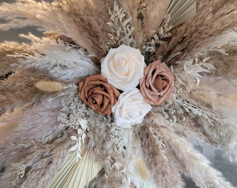 Pampas grass centerpiece- Dried flower arrangement-Wedding centerpiece-neutral arch arrangement