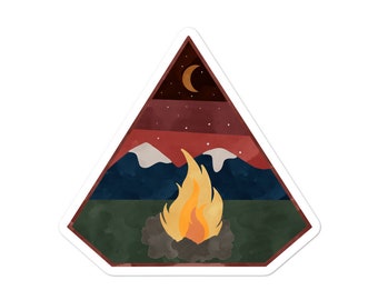 Outdoor Mountain Campfire, Adventure Sticker, Backpacking Sticker, Decal, Laptop Sticker, Vinyl Sticker, Camping Sticker, Hiking Sticker