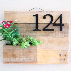 Address Sign and Planter - reclaimed wood, home address display, planter box, house sign, business address, house numbers, address plaque