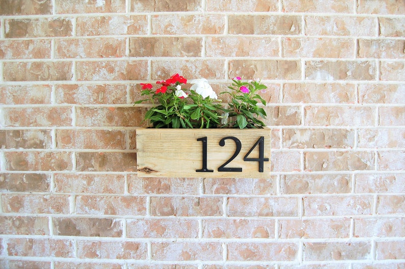 Address Sign Planter Horizontal Reclaimed Wood Home Address Etsy
