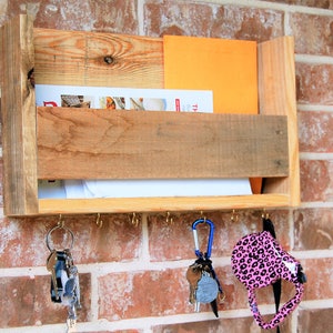 Rustic Mail Holder / Organizer and Key Hanger made out of reclaimed wood - home decor, front door, entryway, mail sorter, rustic decor