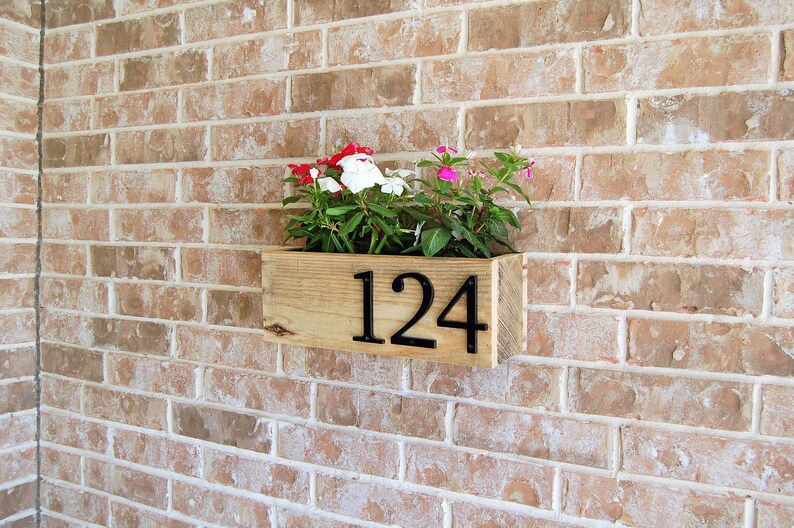 Address Sign Planter Horizontal Reclaimed Wood Home Address Etsy