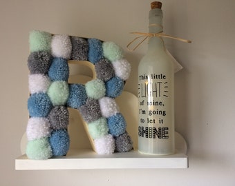 Pom Pom Letter Green and Blue