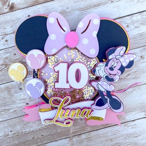 Minnie Shaker Cake Topper, Birthday, Girl Party, Shaker Cake Topper, Cake Topper with Lights
