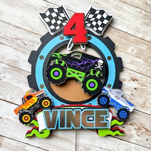Monster Truck Cake Topper, Cake Topper, Boy Theme, Boy Birthday Party, Party Decor, Monster Truck Banner, Monster Truck Cupcake Toppers