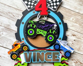 Monster Truck Cake Topper, Cake Topper, Boy Theme, Boy Birthday Party, Party Decor, Monster Truck Banner, Monster Truck Cupcake Toppers
