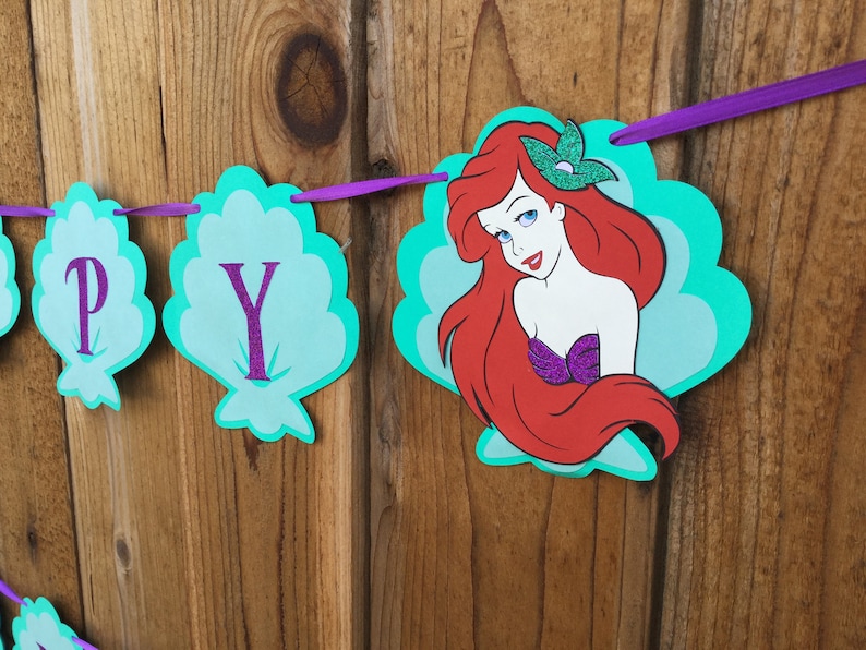 Little Mermaid Themed Birthday Banner Etsy