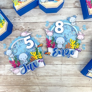 Axolotl Cake Topper, Axolotl birthday, Axolotl Party, Cake Topper with Lights, Boy Birthday Themes, Water Animals, Sea Creatures