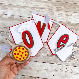 Pizza Party Highchair Banner, Pizza Party, Pizza birthday, First Birthday, Boy birthday themes, Pizza decorations