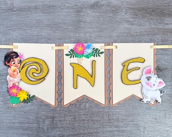 Baby Moana Themed Highchair Banner