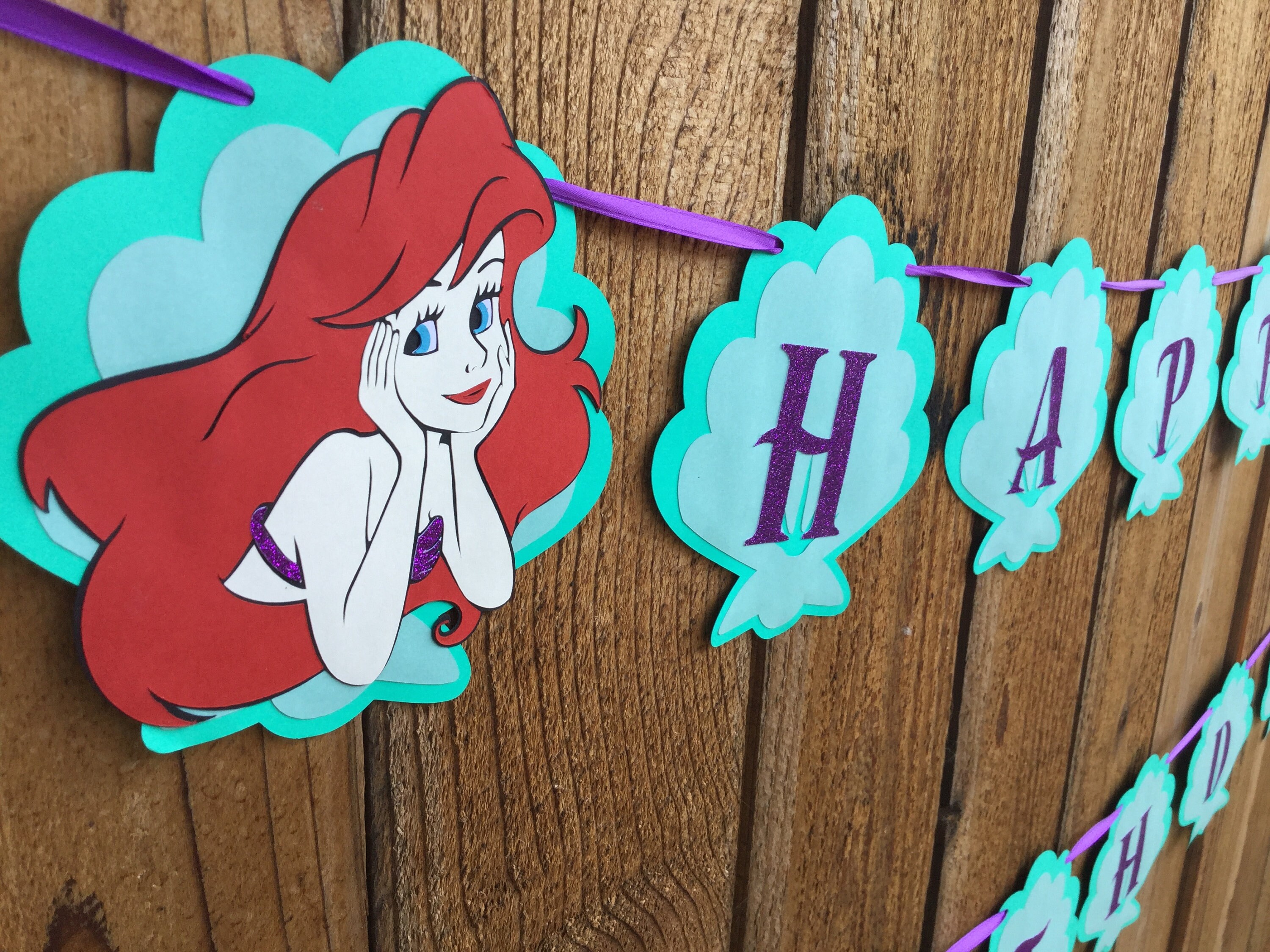 Little Mermaid Themed Birthday Banner Etsy