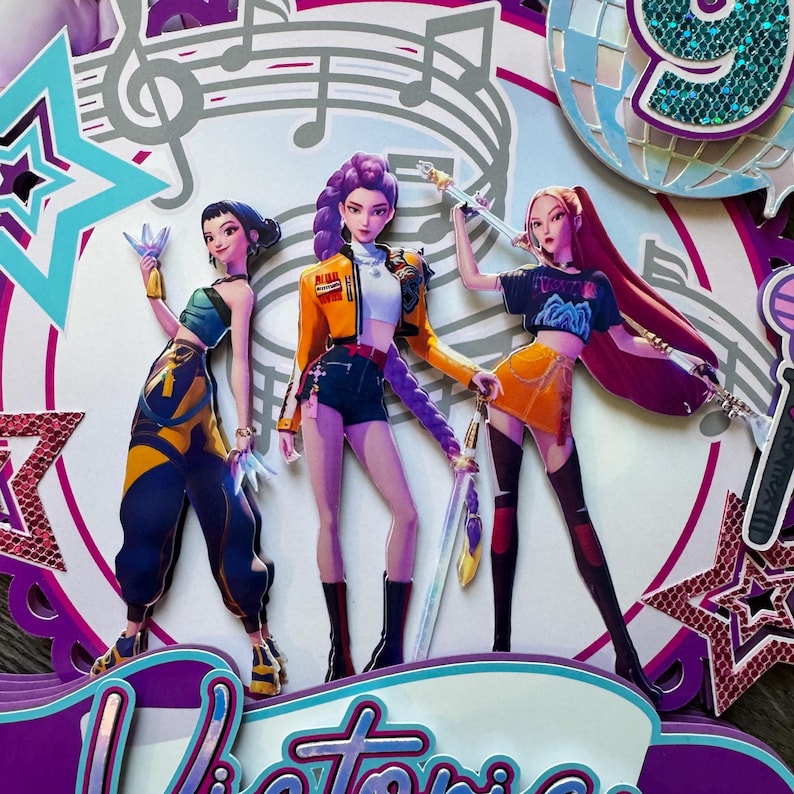 K-Pop Hunters Geburtstags Deko Set - Mit Banner, Ballons & Cake Toppern | Perfekt Für Kinder-Partys