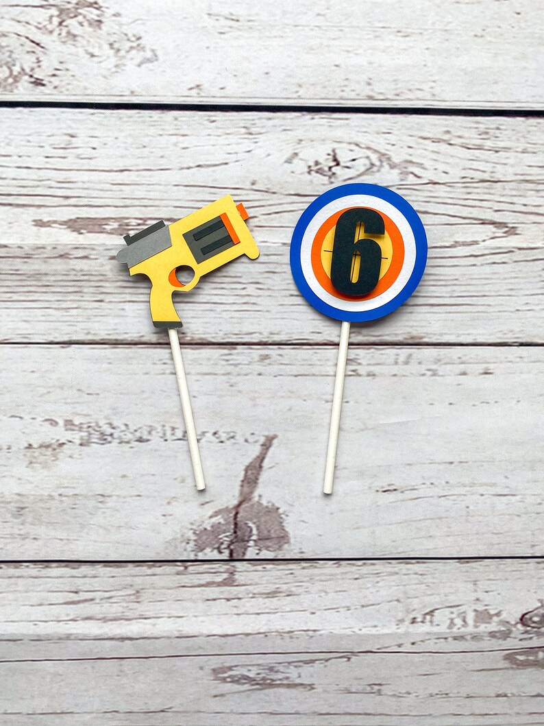 Nerf Gun Themed Cupcake Toppers Etsy