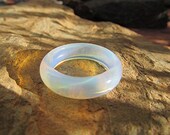 Moonstone ring solid gemstone opalite ring solid gemstone ring opalite moonstone band solid Witchcraft Wicca pagan healing gift.