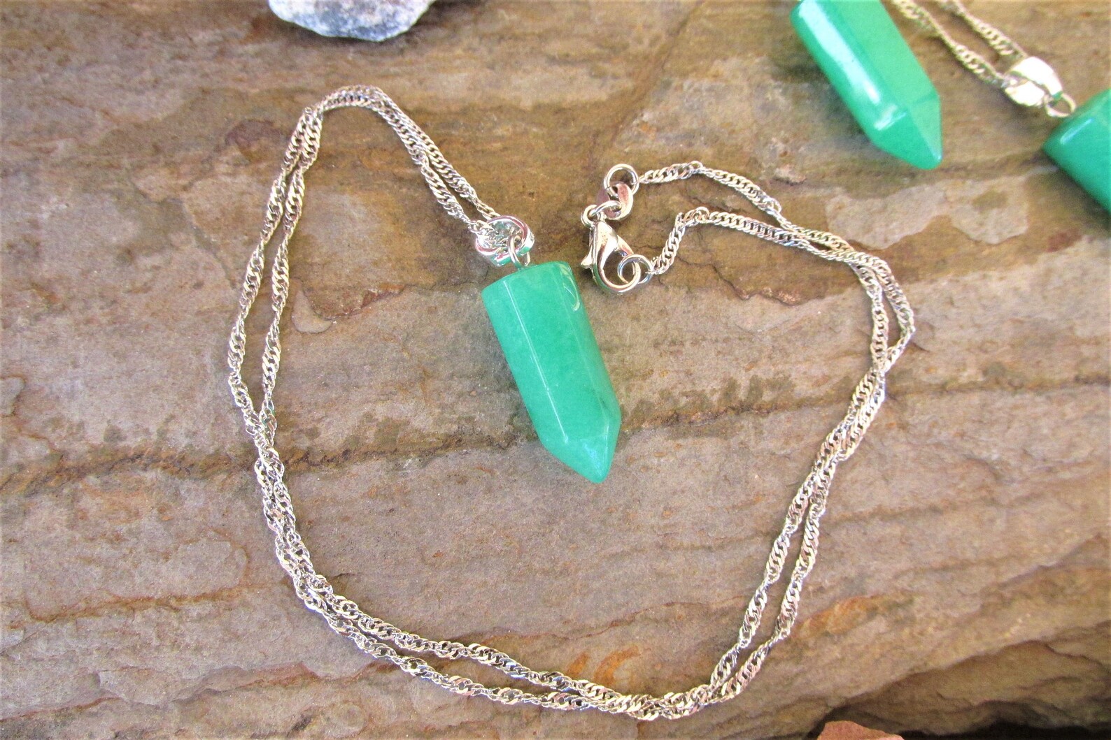 Green Malay Jade Point Crystal Pendant Necklace Malay Jade Etsy