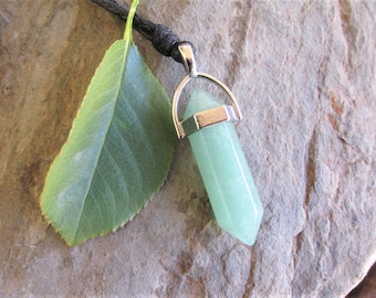 Collar colgante de cristal punto aventurina verde punto de aventurina colgante de cristal collar de cristal collar de punto de cristal regalos de piedras preciosas.