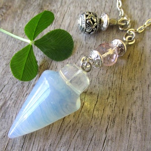Opalite pendulum gemstone pendulum divination dowsing witchcraft wicca pagan accessories opalite gemstone Magick gifts.