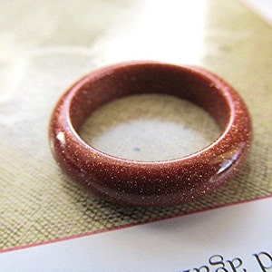 Red goldstone ring solid gemstone ring goldstone band solid gemstone band gold stone healing pagan yoga meditation gift.