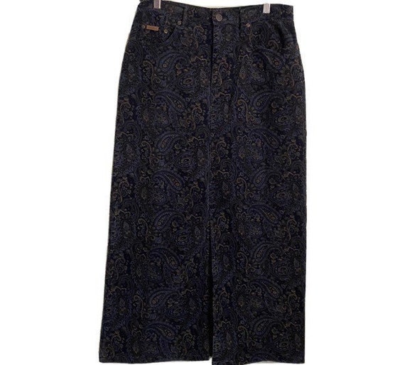 Eddie Bauer Women’s Paisley Corduroy Maxi Skirt Si
