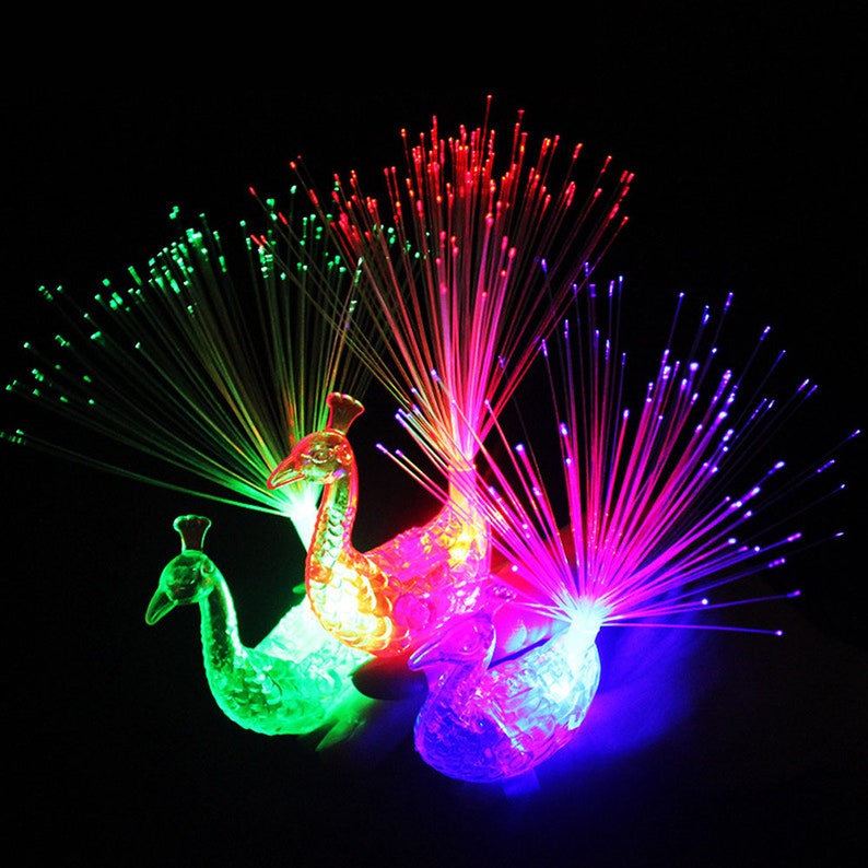100pcs Light Up Toys Peacock Finger Light LED Finger Rings Etsy