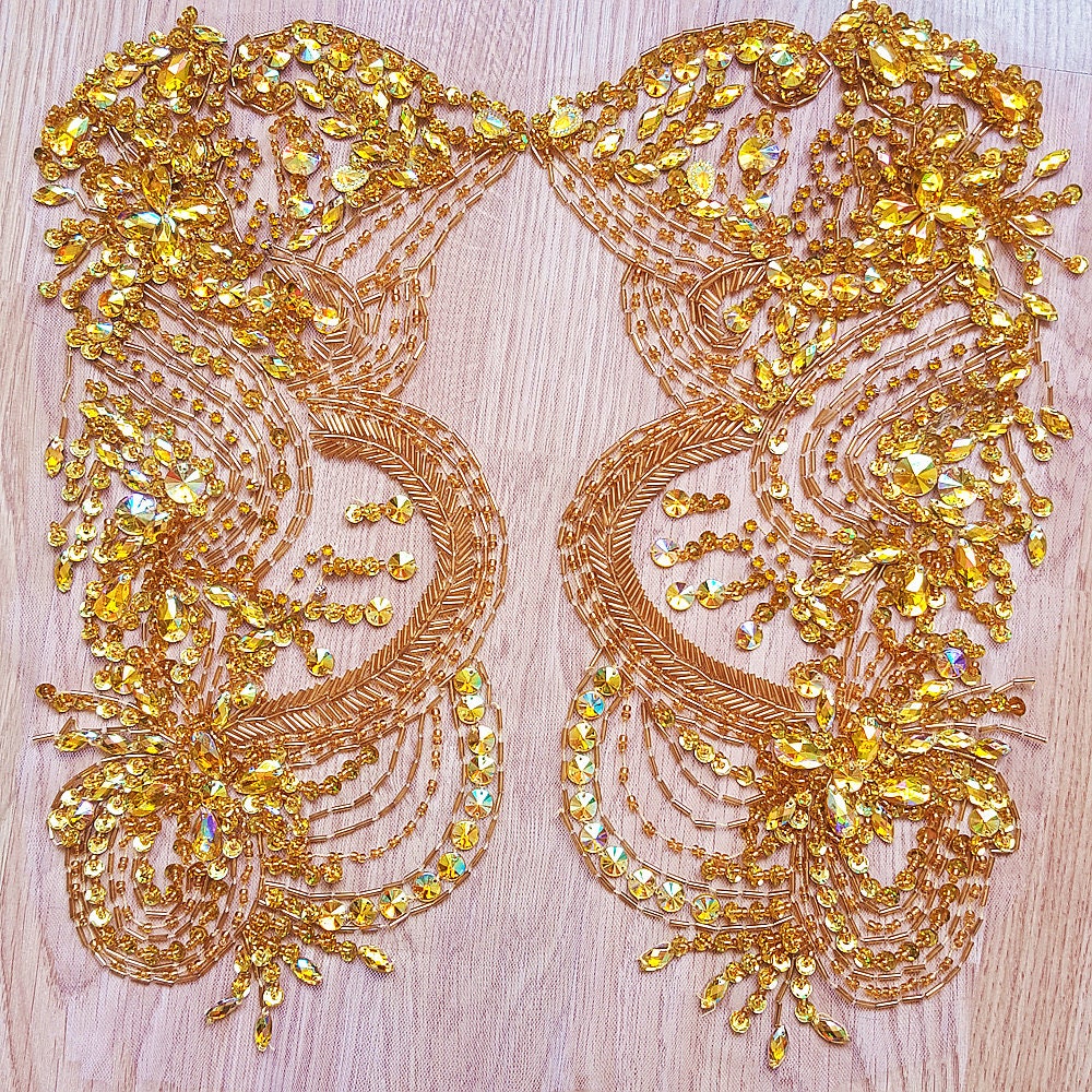 Perfect Beaded Sequin Sewing Appliques 35x36cm Golden Etsy