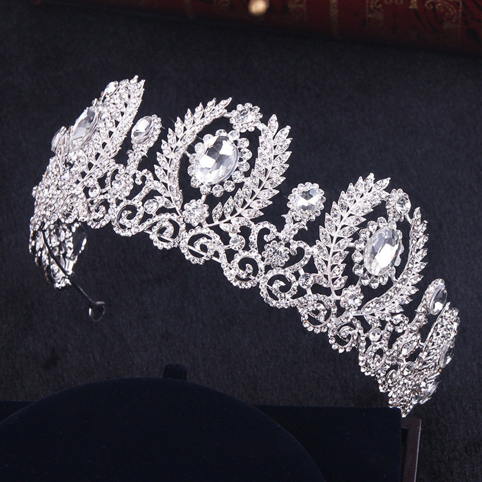 Wedding Crown Queen Headband Rhinestone Big Flower Bridal Etsy