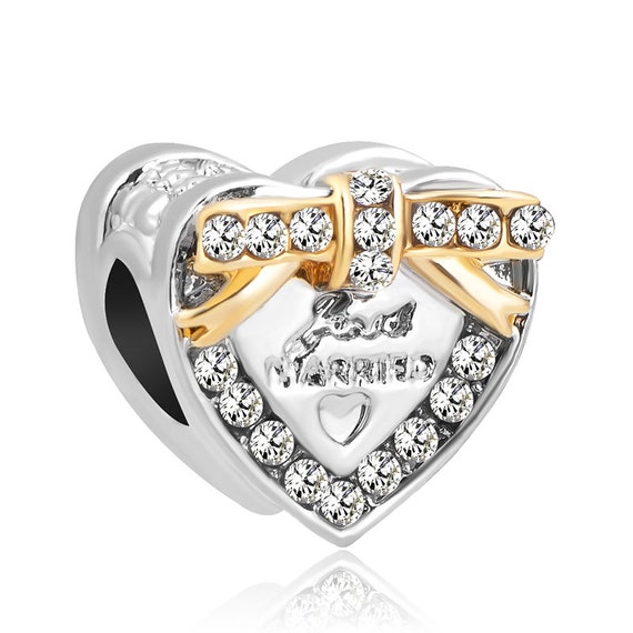 New 1pc silver gold two tone wedding just married heart bead | Etsy New 1pc silver gold two tone wedding just married heart bead | Etsy