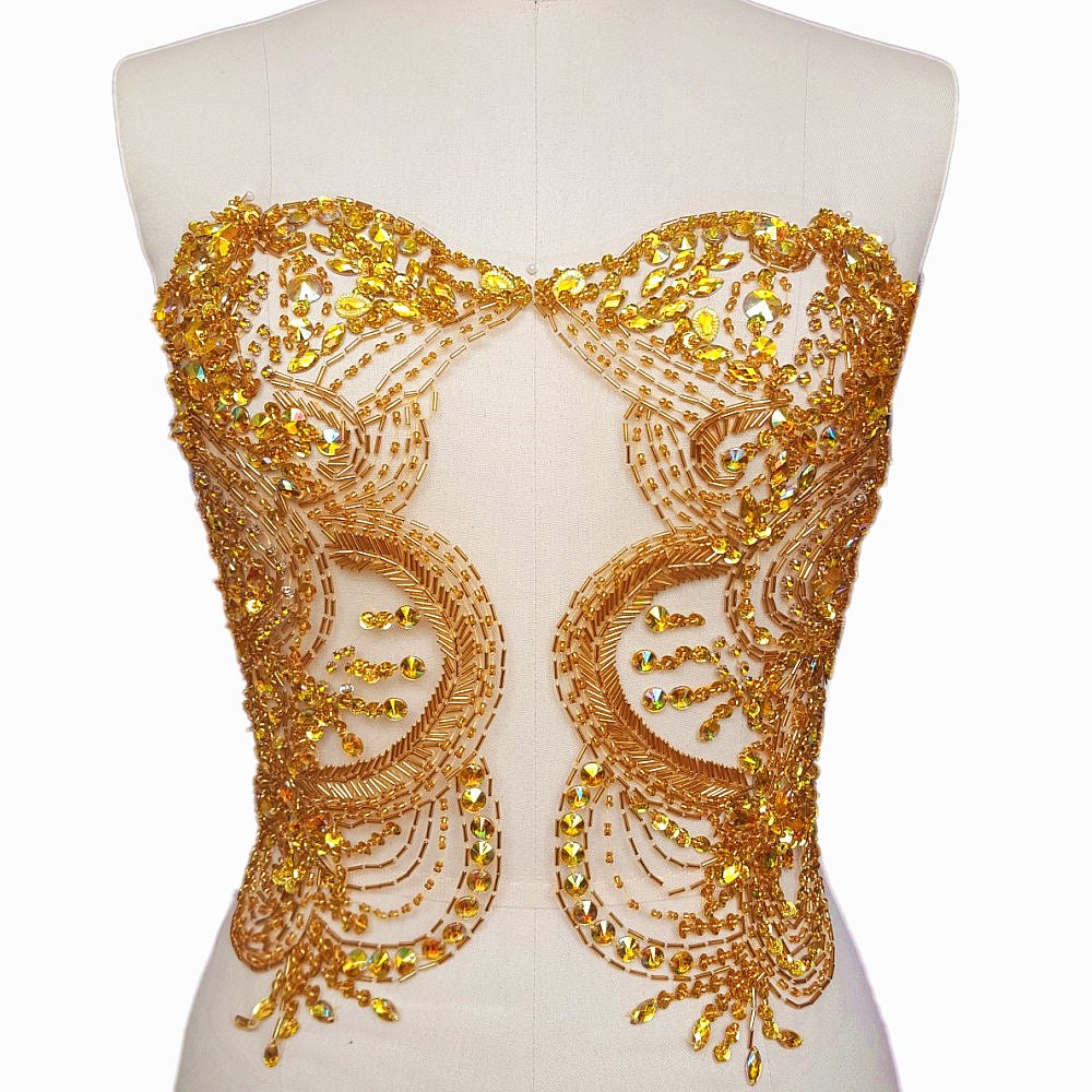 Perfect Beaded Sequin Sewing Appliques 35x36cm Golden Etsy