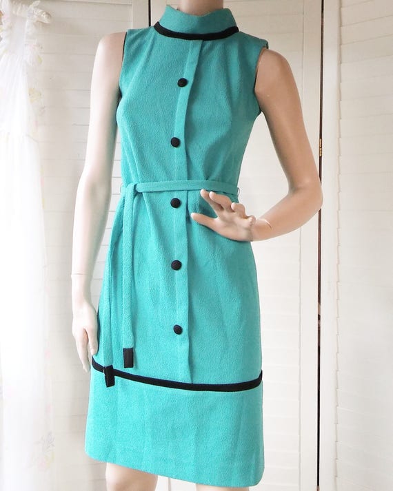 1960s blue mod mini dress small