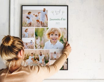 Cadeau affiche de décoration personnalisée - Souvenirs de vacances en famille - Moments de vie - Nos plus beaux souvenirs de l'année