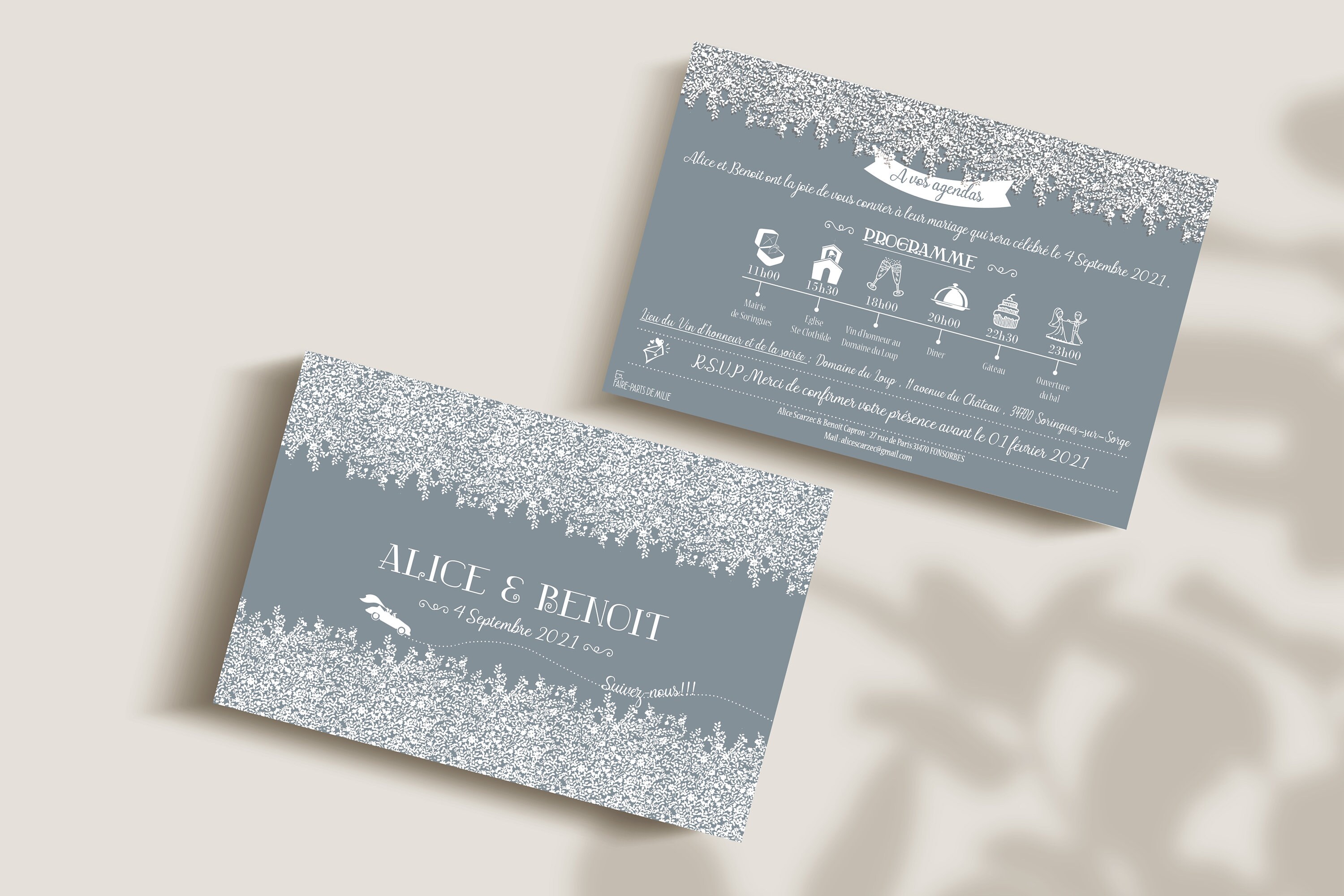 Faire part mariage blanc sur fond bleu. Wedding rustic - Etsy France