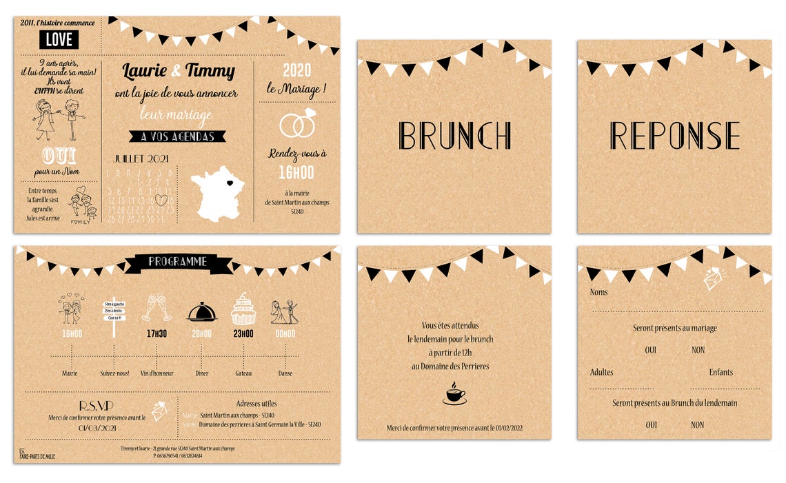 Faire part mariage noir et blanc. Wedding rustic, mariage champêtre