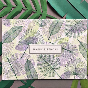 Birthday card Tropical leaves Greeting card tropical pattern luxury card contemporary design Botanical design colourful image 5