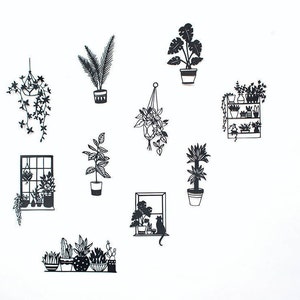 Handmade papercut Cacti papercut silhouette mini plants succulents home decor botanical ladder cacti papercut art image 7