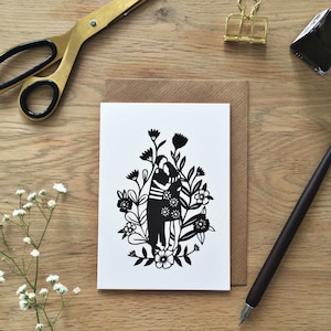 Embrace Carte de voeux | Illustration de papercut| Carte anniversaire | Carte de voeux | Personnes | Carte | câlins | l’amour | carte d’amitié