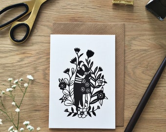 Embrace Greeting Card | Papercut illustration| Anniversary card | Greeting card | People | Card | hugs | love | friendship card