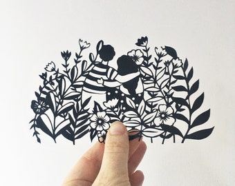 Handmade papercut | normal people | Friendship | love | embrace | hug | happiness | papercut | gift for a friend | nature | fathers day gift