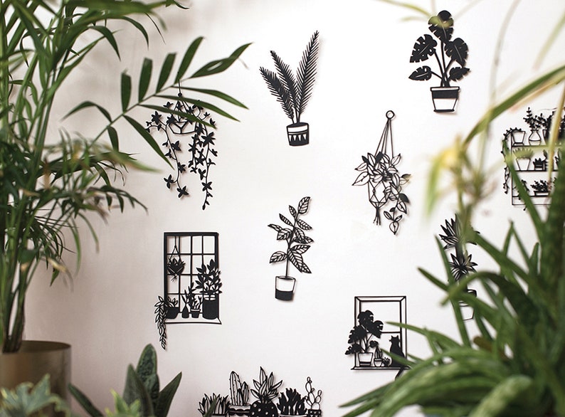 Handmade papercut Cacti papercut silhouette mini plants succulents home decor botanical ladder cacti papercut art image 6